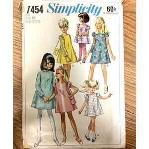 Vintage 1960s Simplicity 7454 Sewing Pattern Sz XXS 10 Dress & Handbag COMPLETE